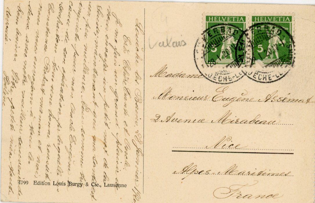 Ansichtskarten: Naters   VS     -    Arbeiterquartier        um 1920 – Gebraucht aus Brig von Valcards54 1