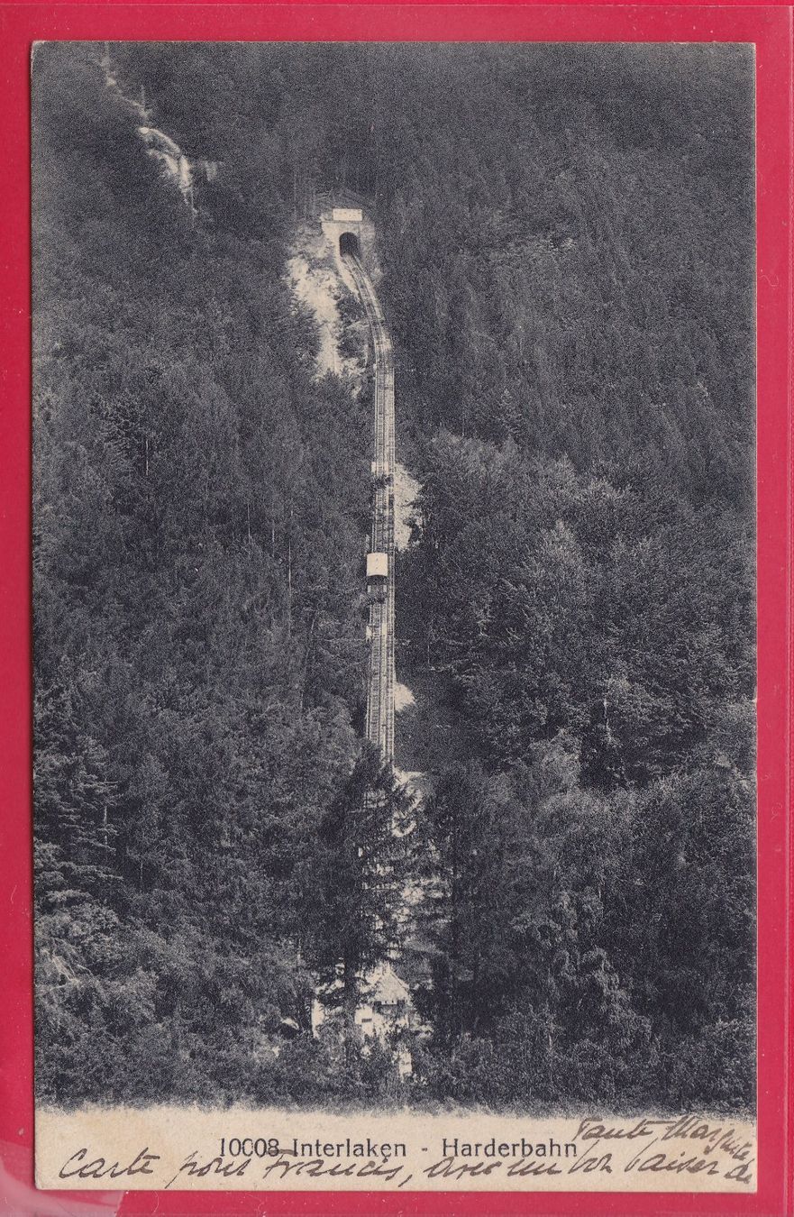 Cartoline postali: INTERLAKEN - HARDERBAHN, 12.7.1916 – Usato da Oberrieden venduto da Gebirgsstelze