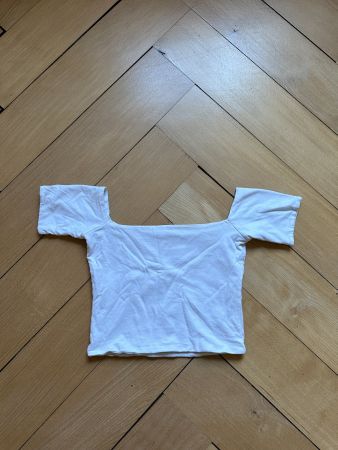 PULL & BEAR - cropped T-Shirt weiss S
