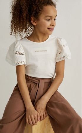 Süsses Mädchen Top mit Spitzeärmel, Gr. 134 *NEU mit Etikett