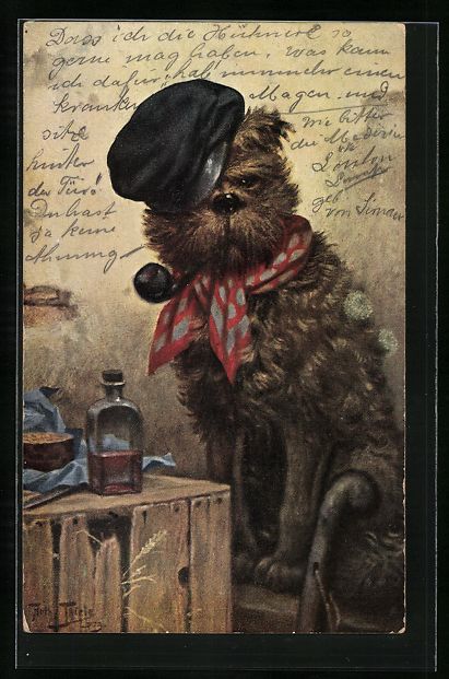 Cartes postales: Arthur Thiele: Terrier mit Pfeife und Sc – D'occasion à Berlin par bartko-reher