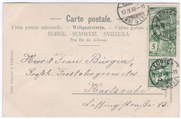 5 Rp. UPU + 5 Rp. Wertziffer - rare MiF auf AK von ZÜRICH