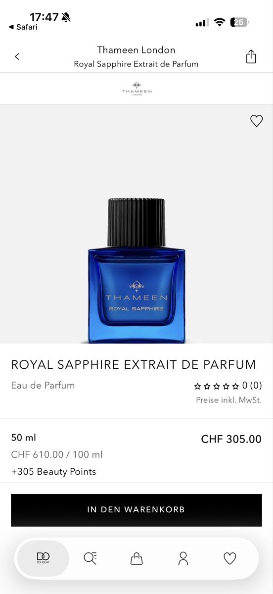 Parfum & Eau de Toilette: THAMEEN Royal Sapphire 50ml – Neu (gemäss Beschreibung) aus Brügg BE von tv5_78gq