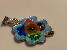 Vintage Anhänger, Silber 925 mit Emaille-Blume