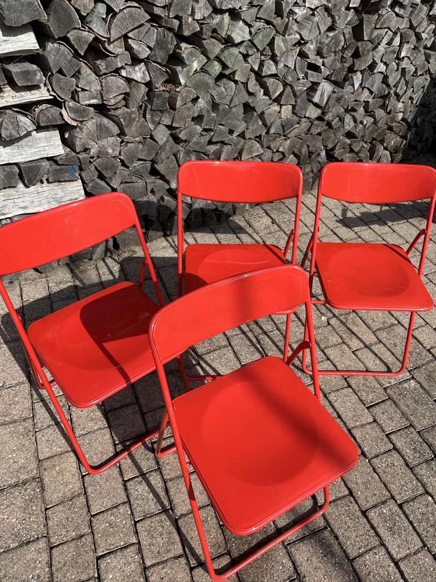 Ikea Sedie: 4x Chaises pliantes rouges IKEA, rétro – Usato da Thierrens venduto da Bigla 8