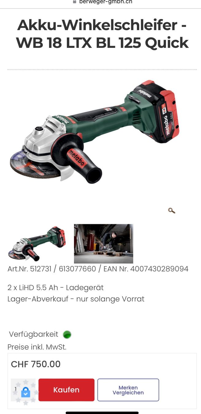 Metabo Alle Werkzeuge: Profi Trennscheibe Winkelschleifer Metabo Solo – Gebraucht aus Hittnau von Oracel 4