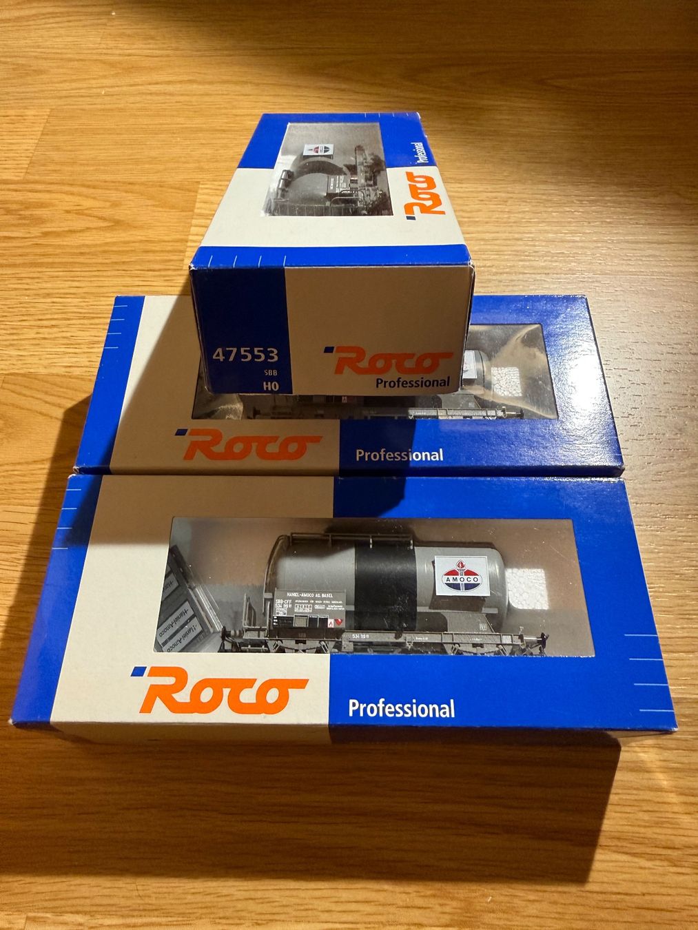 Roco Modelleisenbahnen: 3 wagons citerne Roco Amoco HO – Neu und originalverpackt aus Morrens VD von YannD02 1