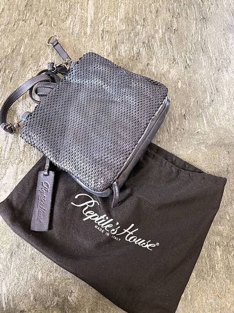 Damen Tasche Reptile's House Leder Dunkelblau Neu