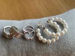 Luxus Elegante Ohrstecker Ohrschmuck  Farbe:Silber Zirkonia