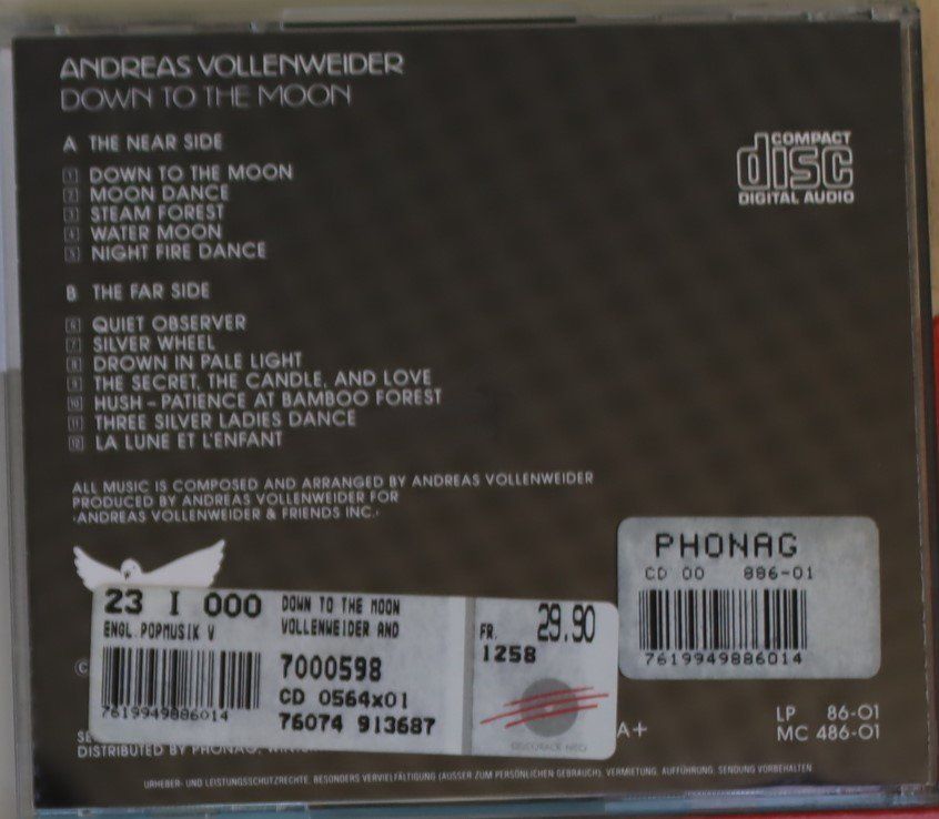 CD: Andreas Vollenweider Down to the  Moon – Usato da Luzern venduto da CONTENTI 2