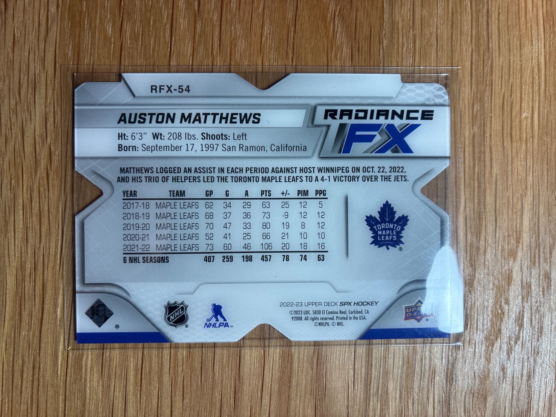 Panini Carte collezionabili: Upper Deck SPX Auston Matthews Radiance FX /399 – Usato da Wangenried venduto da Garagara 1