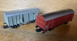 Märklin H0 4605 gedeckter Güterwagen + 4629 Verschlagwagen