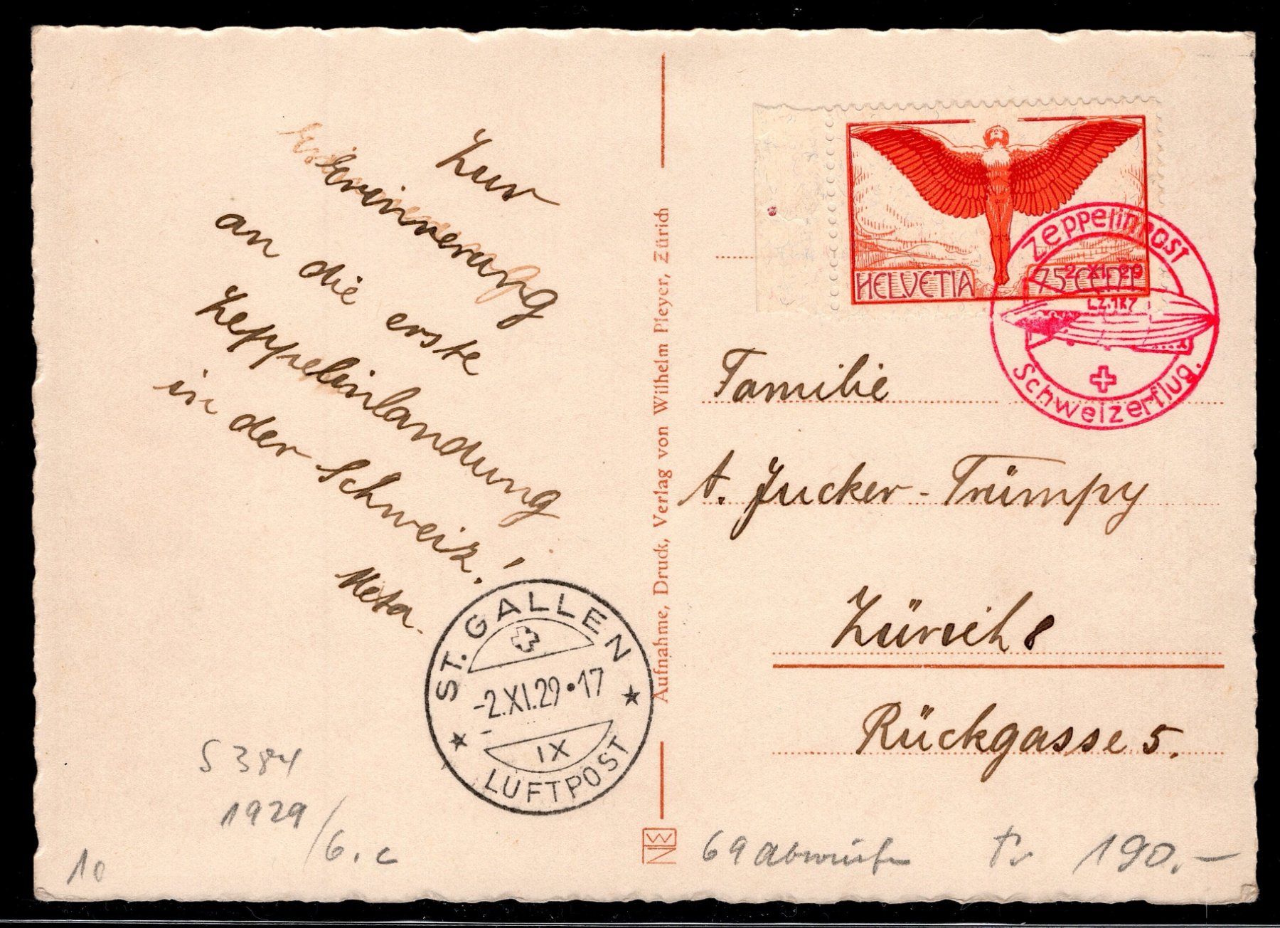 Tutti i francobolli: CH - Flugpost - Zeppelinflug - ZF 18.Da2 – Usato da Rombach venduto da VENTIS-Auktionen
