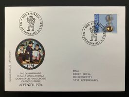 Couvert Tag der Briefmarke 1994 Appenzell