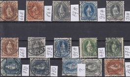15 diverse Stehende Helvetia, saubere Zähnung, s. Text