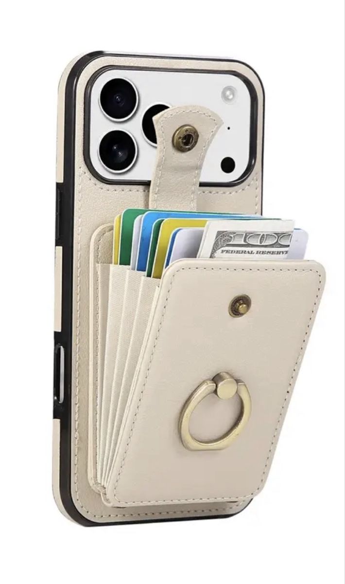 Apple Handys / Smartphones: Smartphone Hülle mit Kartenfach und Ring beige neu – Neu und originalverpackt aus Schiers von Jasi-83 2