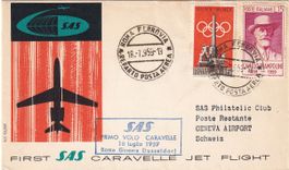 SAS  Rom - Genf 1959 (erster Jet-Flug via Genf !), selten