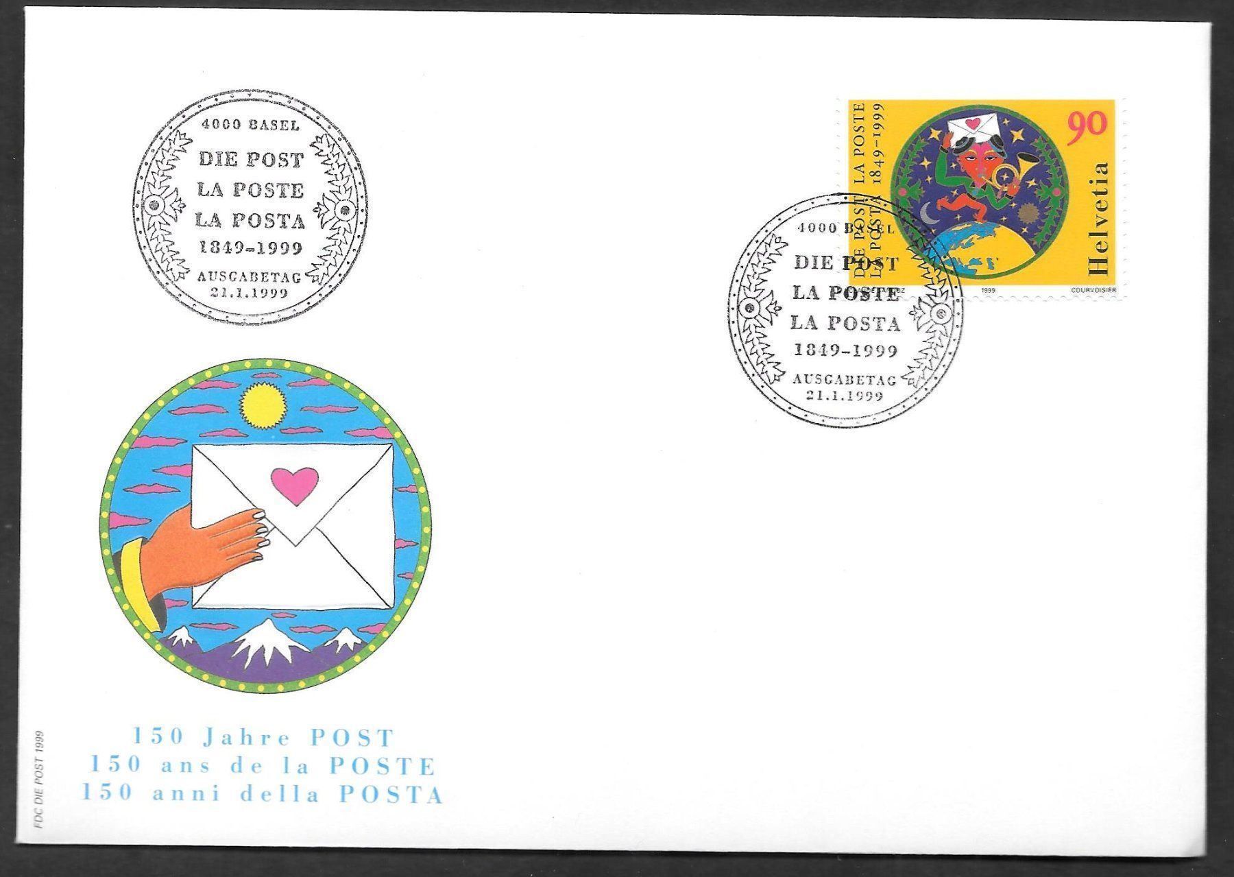 Alle Briefmarken: FDC 963 150 Jahre Post ET Basel 21.1.1999 – Neu (gemäss Beschreibung) aus Olten von clotaldi