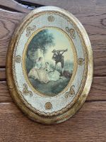 Ovales Vintage Wandbild, Holzrahmen, Gold verziert, Italien