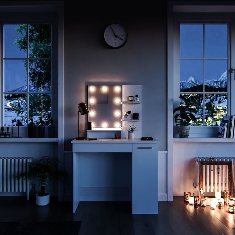 CCLIFE Schminktisch Mit Beleuchtung LED Licht Spiegel Hocker