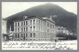 1902, CHUR, GRABENSTRASSE MIT NEUEM SCHULHAUS, RASIERKL.-0