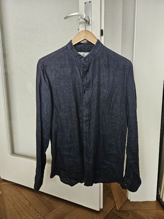 Chemise Alessandro Lamura en lin bleu marine, taille M