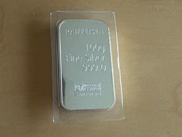 100gr. Raiffeisen Silberbarren  999.0 Fein