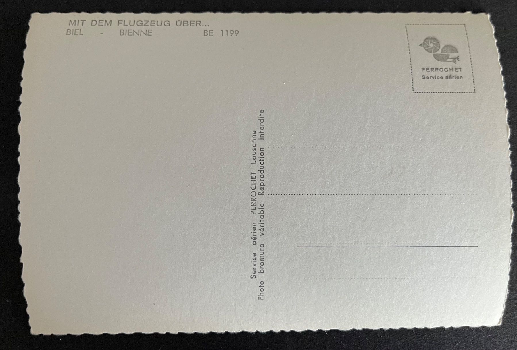 Cartoline postali: Biel-Bienne/ MIT DEM FLUGZEUG ÜBER... ca. 1960 – Usato da Ostermundigen venduto da DaxKarten-75 1