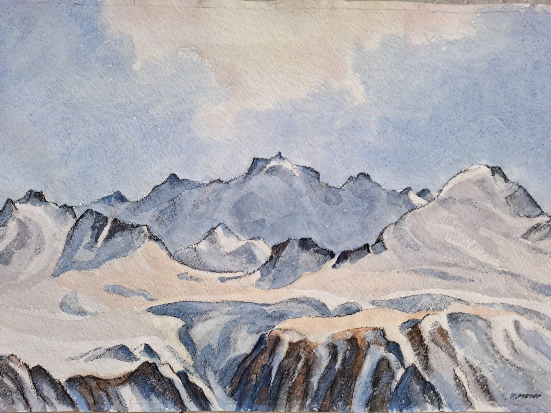 Dipinti: Aquarell Ferdinand Meyer-Streiff Ringelspitze "Flumsi" SG – Usato da Rheinfelden venduto da Badelus