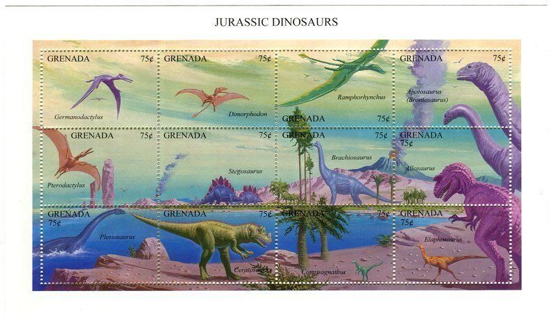 Alle Briefmarken: Block "Dinosaurier". Grenada – Neu und originalverpackt aus Basel von Butsch5