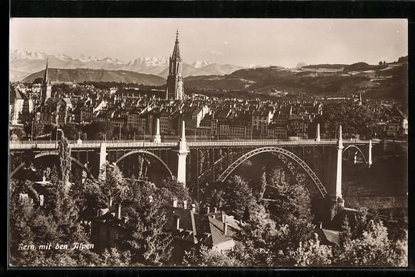 Cartes postales: Bern, Teilansicht mit Brücke, Kirche un – D'occasion à Berlin par bartko-reher