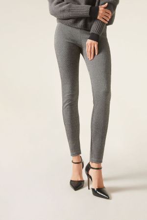 Hosen Damen Leggins Gr L schwarz weiss Muster