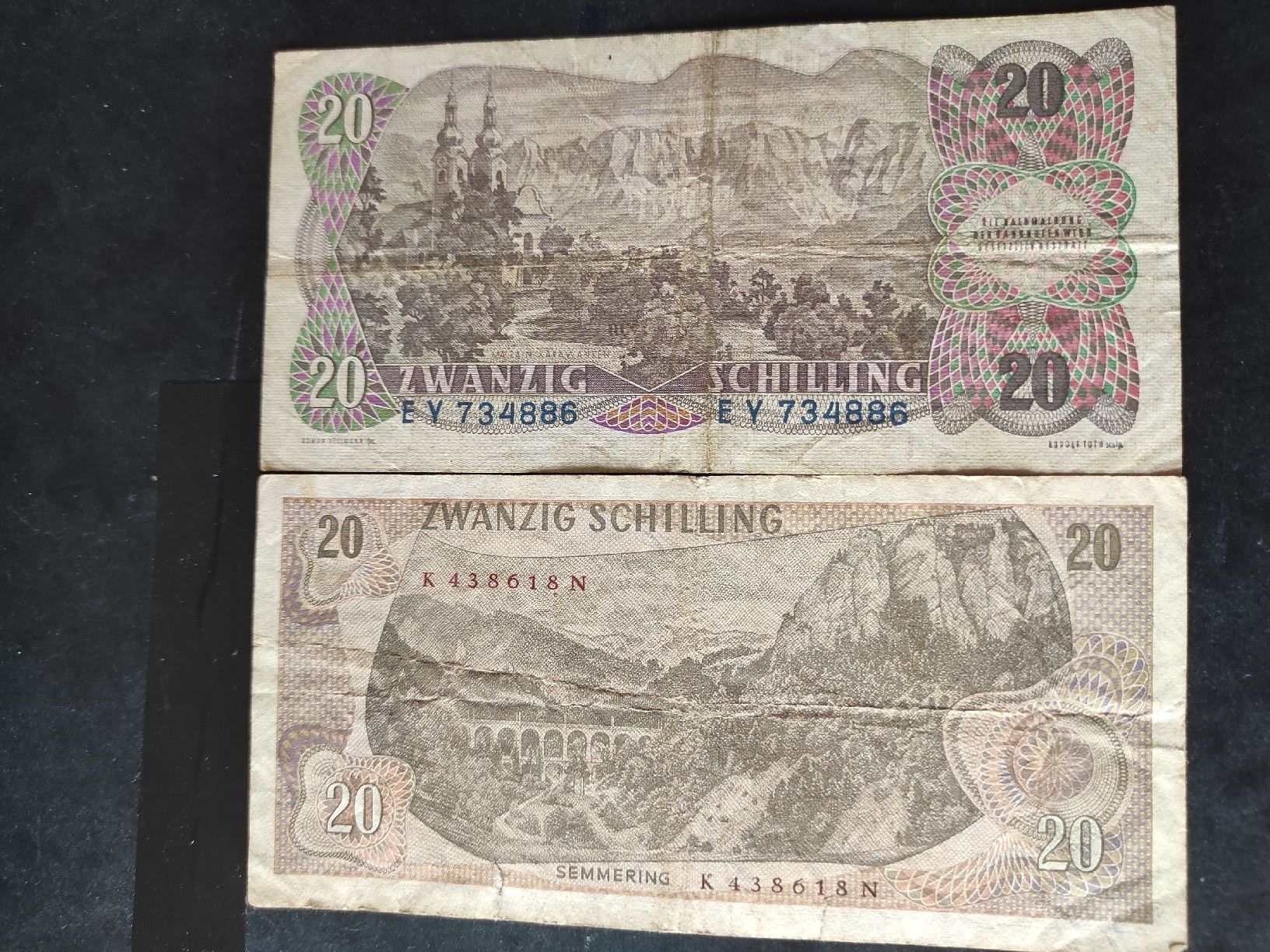 Banknoten: 2 billetsde 20 schilling Autriche différents – Gebraucht aus Couvet von lulul 1