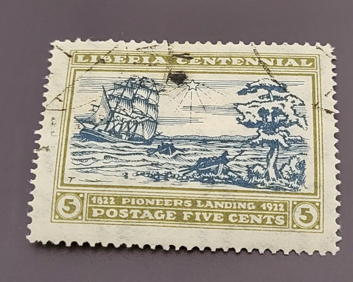 Tutti i francobolli: Liberia 1923 schiff alte briefmarke – Usato da St Gallen venduto da Stampsalshobby