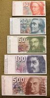 Banknoten Set Schweiz 8. Serie 10 bis 500 Franken