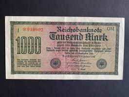 1000 Mark Reichsbanknote von 1922