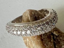 Silber Ring 925 Pavé -  Zirkonia - Meisterpunze -  Gr 55
