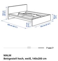 MALM Bettgestell hoch weiss 140x200 cm