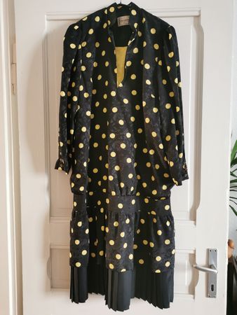 Vintage Fisser exclusive Kleid retro Gr.38 gelb gepunktet