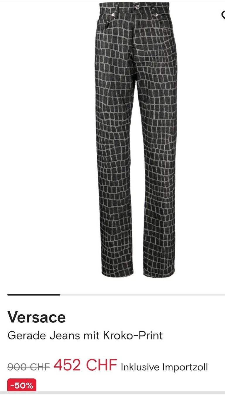 Versace Jeans: Jeans Versace Kroko-Optik Schwarz/Grau Grösse 34 – Nuovo e nell'imballaggio originale da Scherz venduto da lacoste30 4