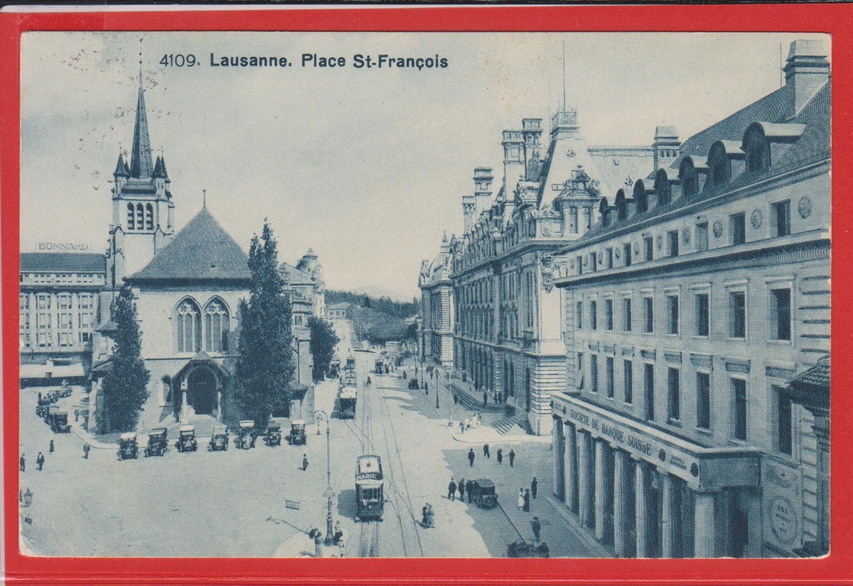 Cartoline postali: Tram + Oldtimer in Lausanne  -  alte Ansichtskarte 1929 – Usato da Vitznau venduto da Ropaku