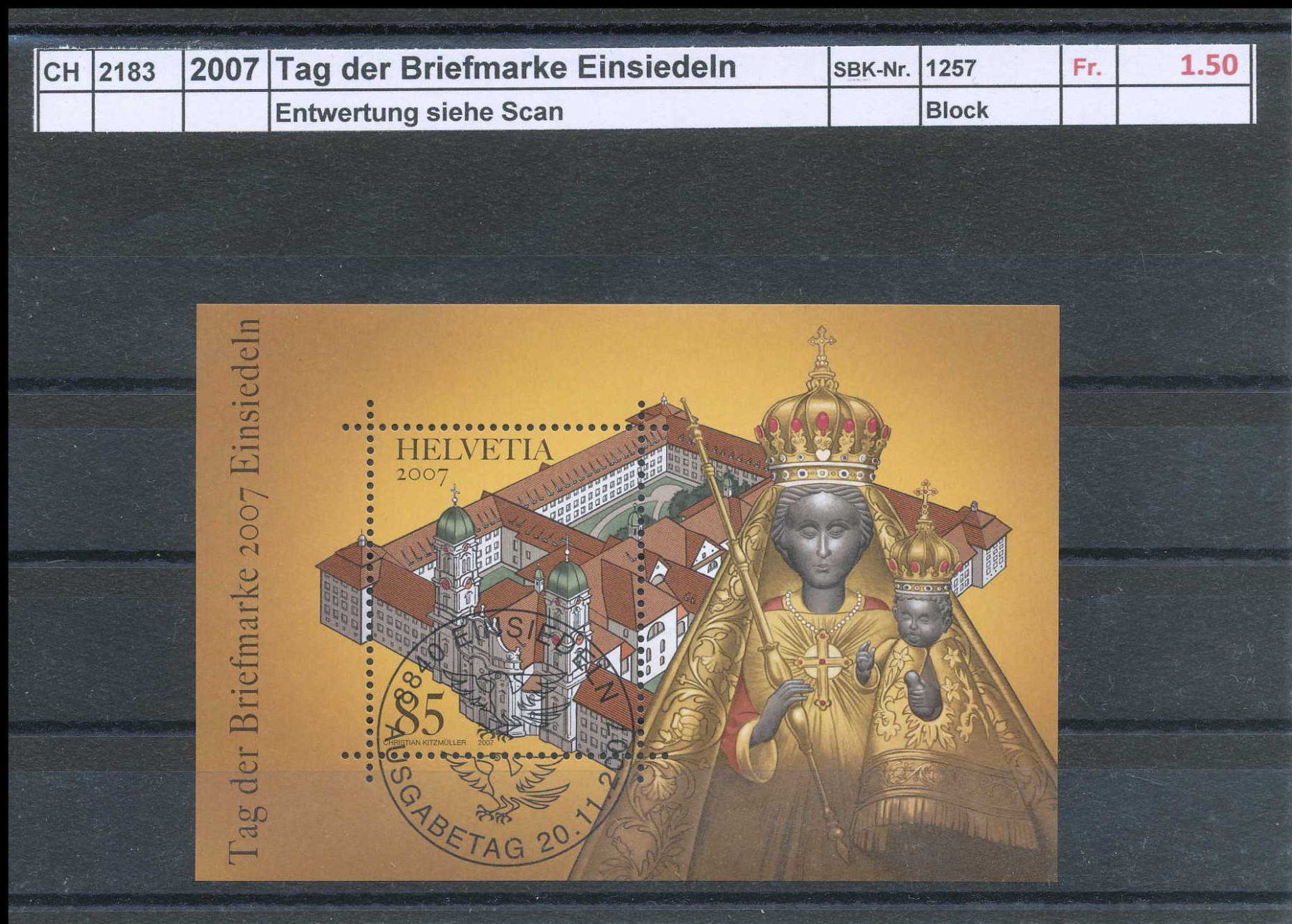 Alle Briefmarken: 2007 "Einsiedeln" - Sonderblock, ET - Stempel – Gebraucht aus Winterthur von Zupogeru