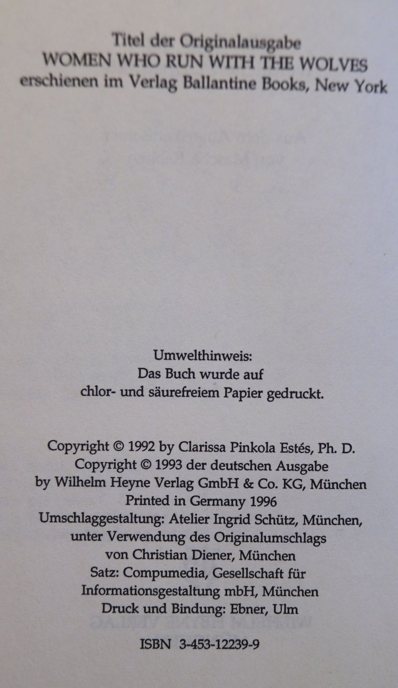 Livres: Die Wolfsfrau von Clarissa Pinkola Estés – D'occasion à Glattfelden par Vrenely 6