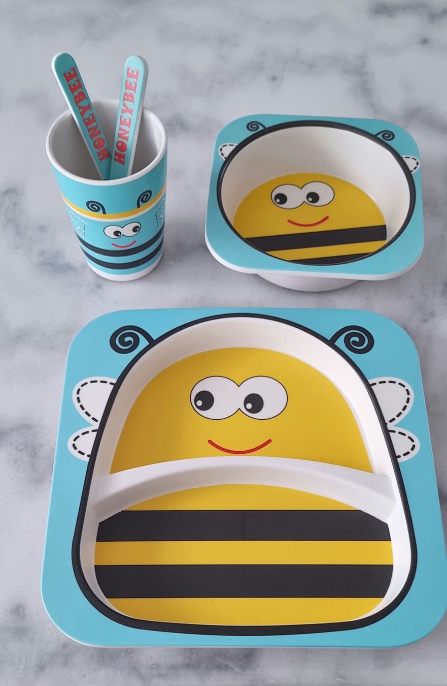 Set di piatti: KINDER GESCHIRR-SET Eco Bambo "HONEYBEE" – Nuovo e nell'imballaggio originale da Stäfa venduto da BURG23 1