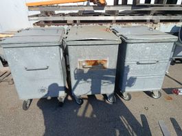 3 Abfallcontainer verzinkt mit Rollen gebrauchter Zustand 