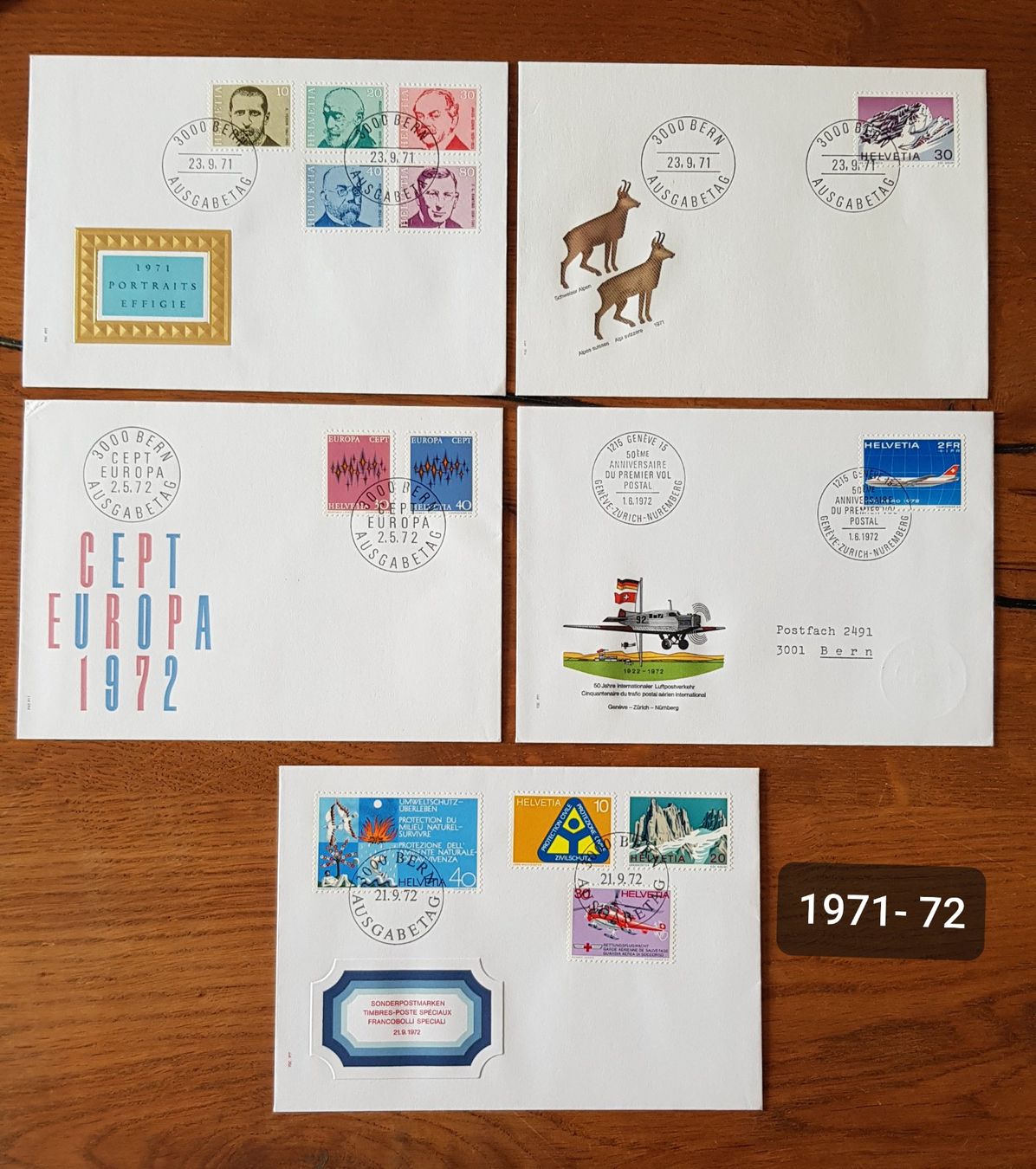 Tutti i francobolli: 43Stk. >> Schweizer Ersttagsbriefe von 1971 - 1982 – Usato da Bettenhausen venduto da Pollypocket