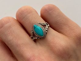 Silber 925 Vintage Türkis Ring Gr. 46