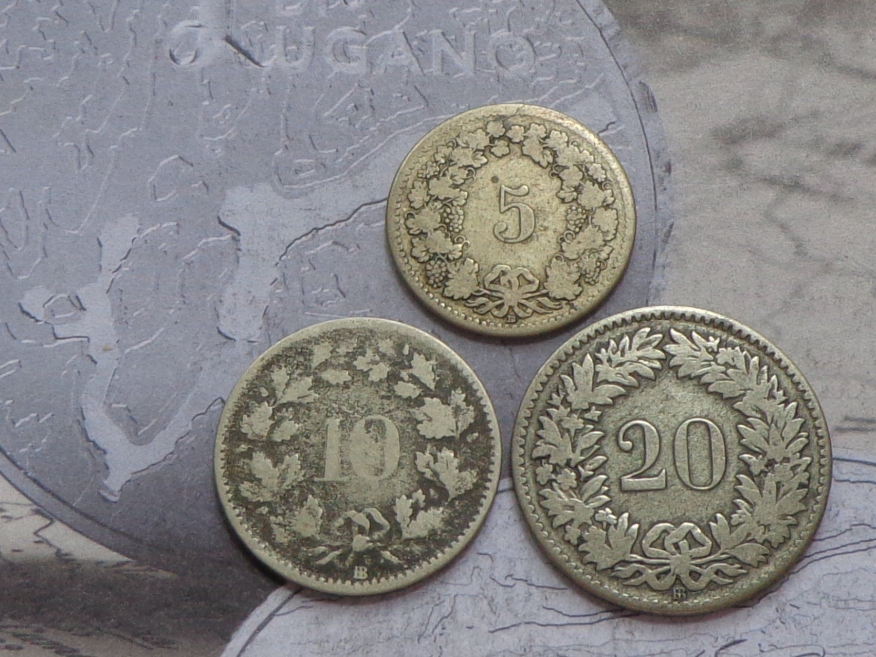 Tutti le monete: 5 cts, 10 cts, 20 cts 1850 - Billion – Usato da Pully venduto da UCA01 1