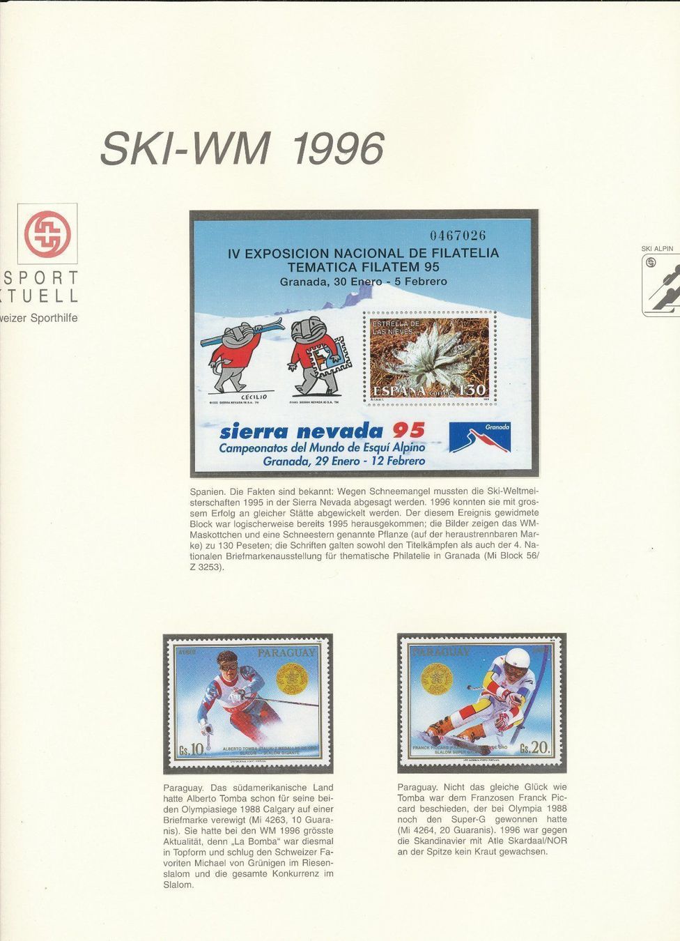 Tutti i francobolli: Schweizer Sporthilfe Briefmarken Band 2 – Nuovo e nell'imballaggio originale da Neuenegg venduto da muenzenweber-ch 6