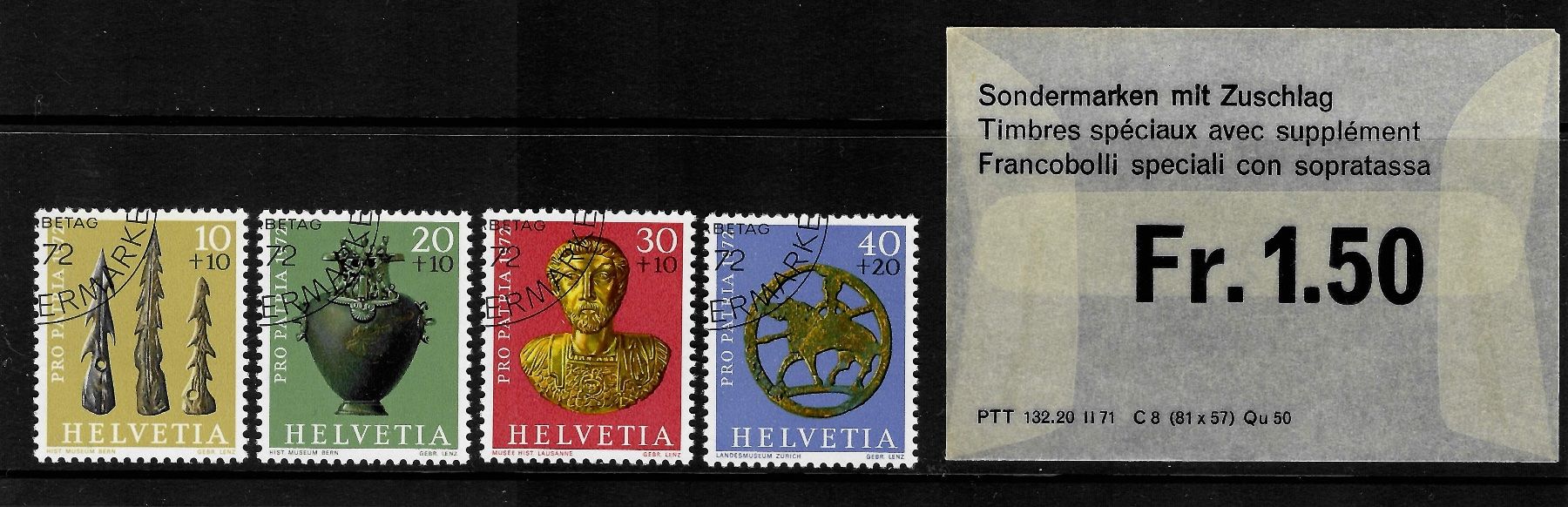 Tutti i francobolli: 1972 Serie Pro Patria mit Ersttagsstempel – Usato da Eggersriet venduto da glasshouse3egg